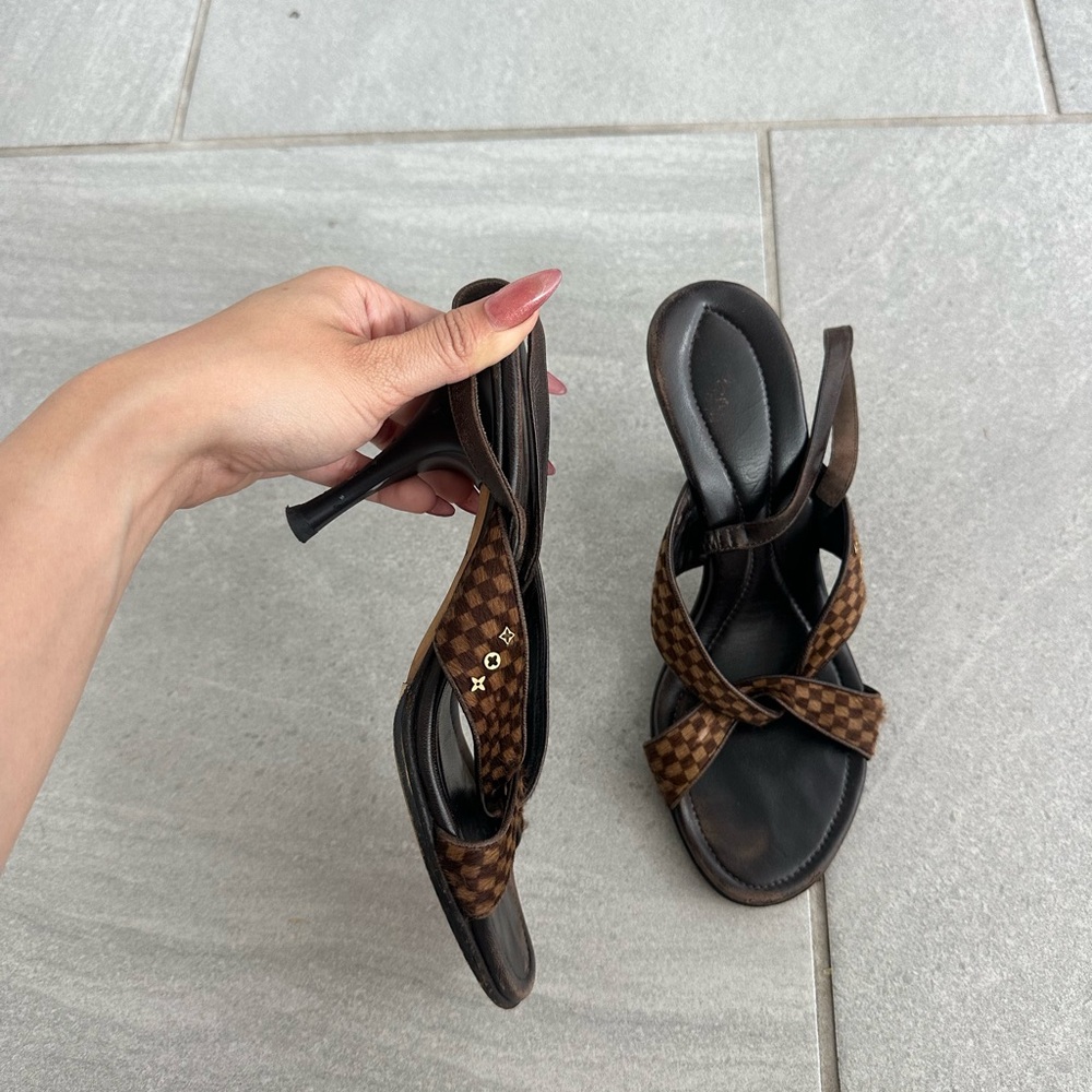 Vintage Louis Vuitton Brown Checkered Women’s Heels